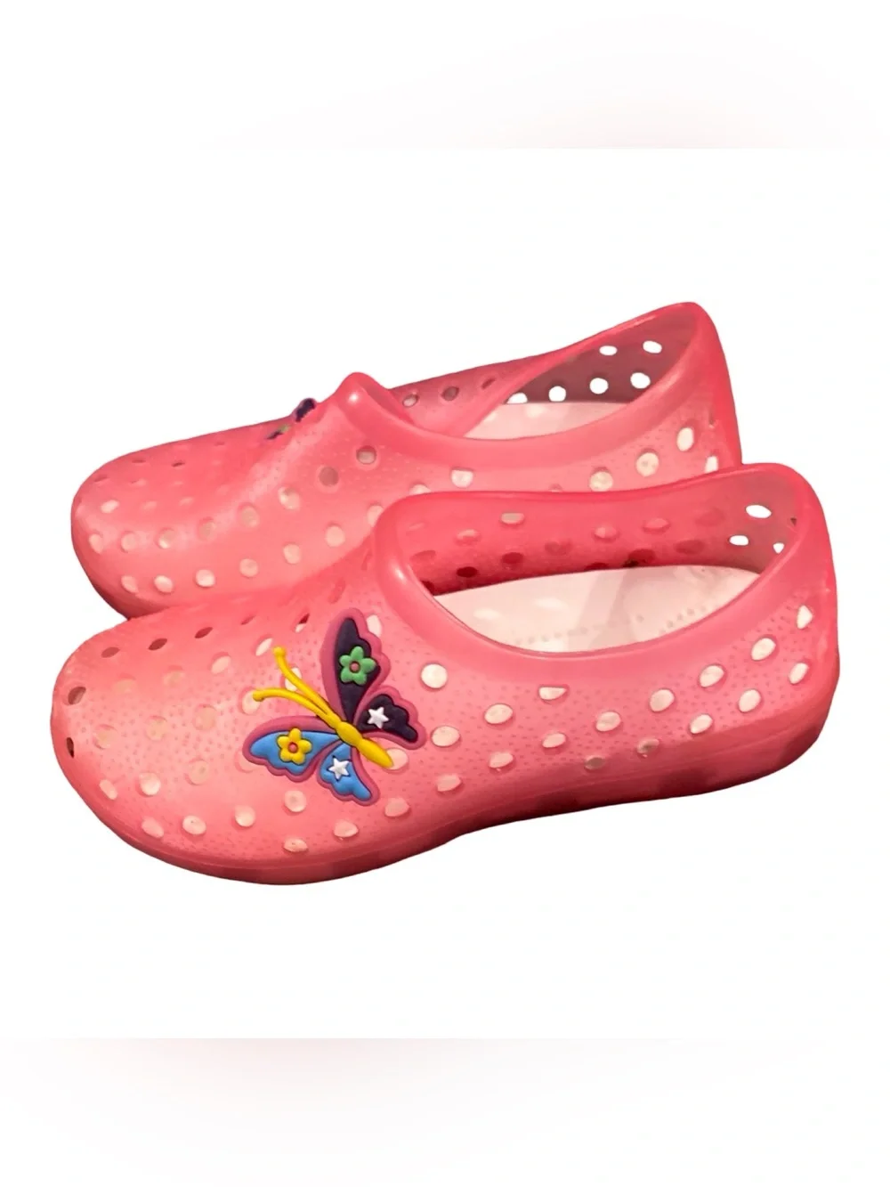 Kids Pink Butterfly Slip-On Water Beach Light Uo Shoes Toddler Size 4-4.5 Years